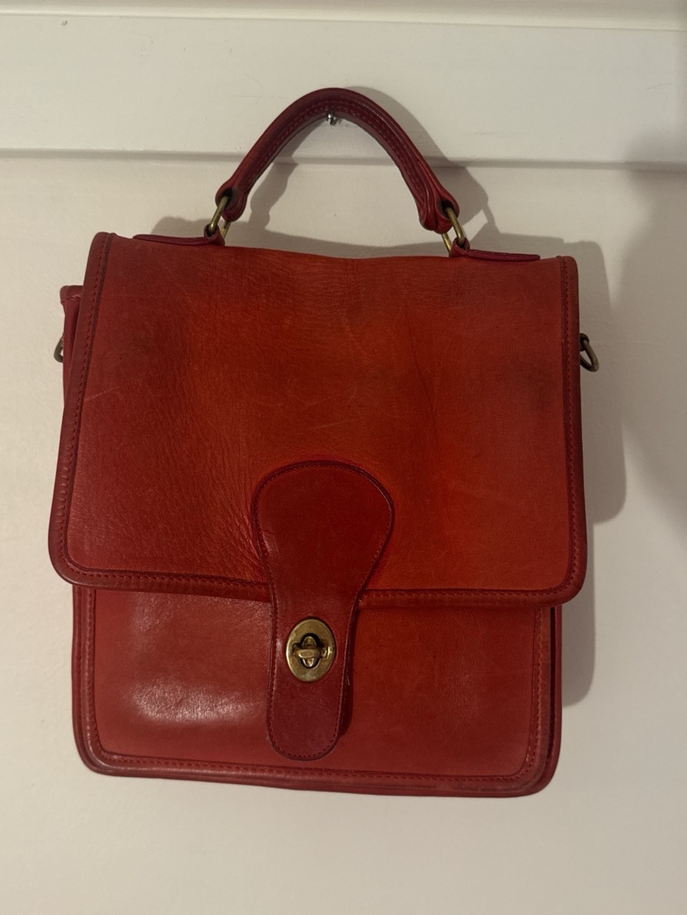 Red Leather Coach Legacy Station Crossbody Bag